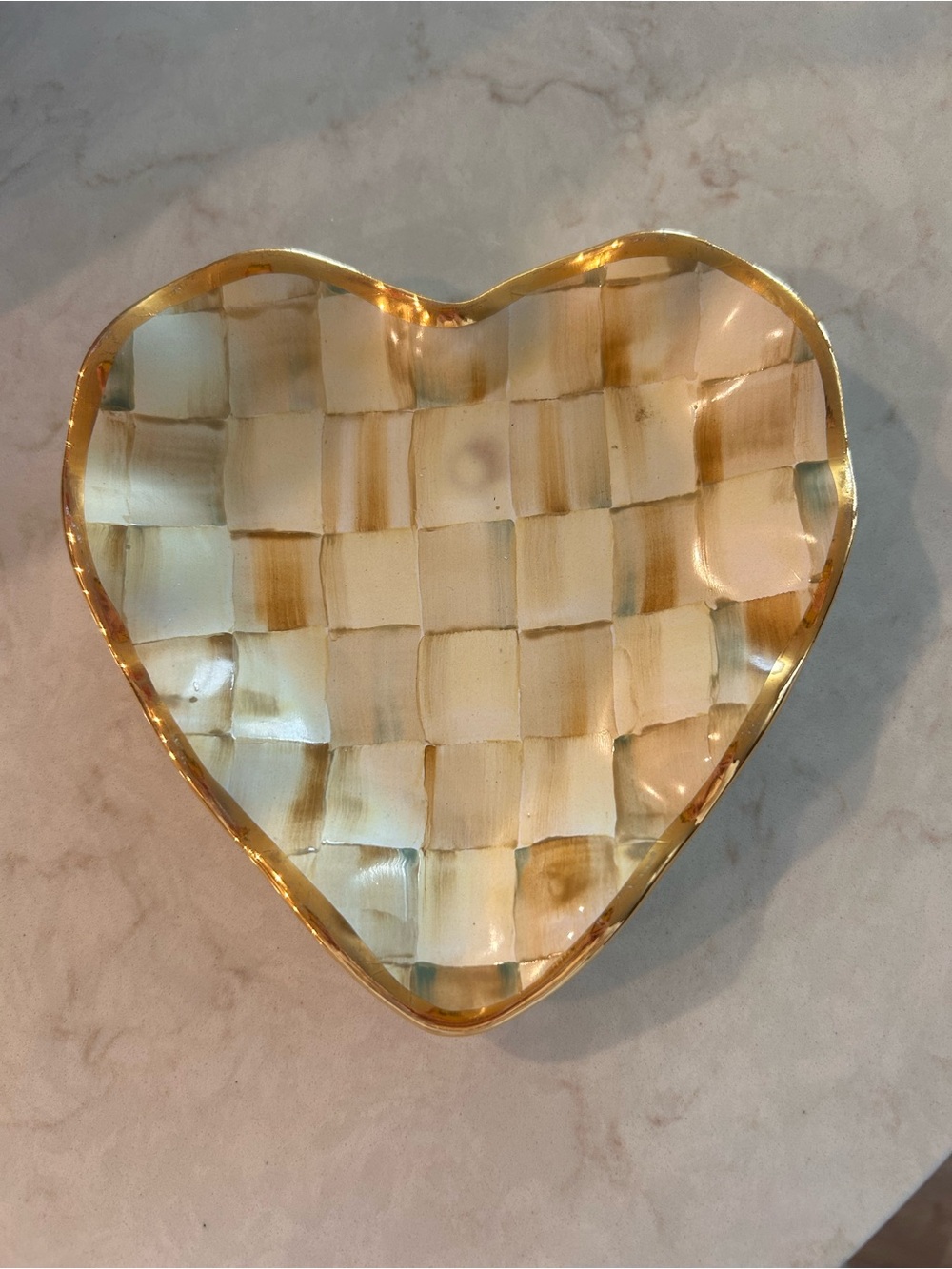 MacKenzie-Childs Heart Dish parchment check